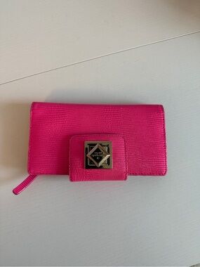 kate spade Hot Pink Textured Wallet with Gold-Tone Emblem